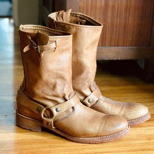 Vintage Shoe Company Brown Juliet Harness Leather Boots